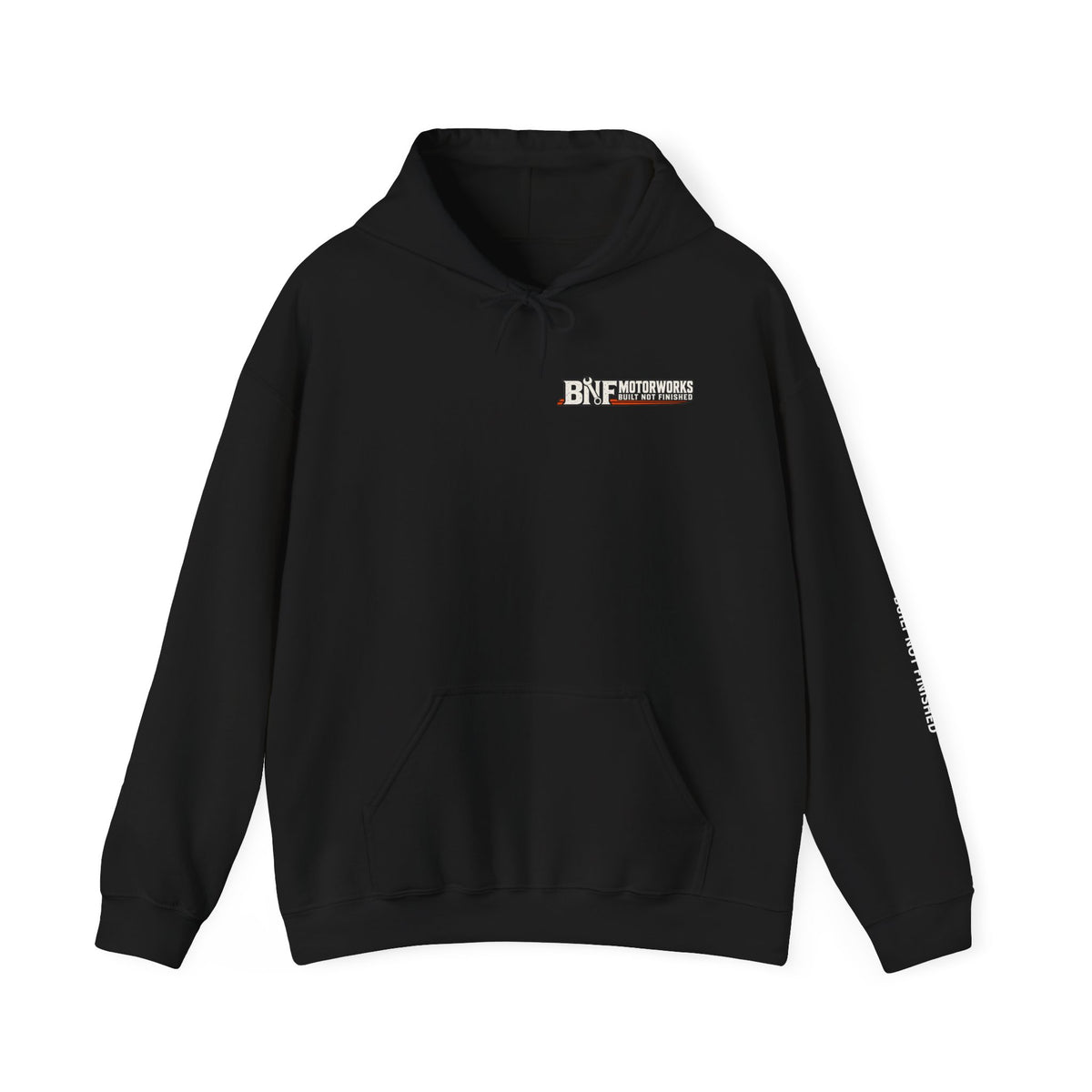 BNF Motorworks — Logo Back + Chest + Sleeve (Black Hoodie)