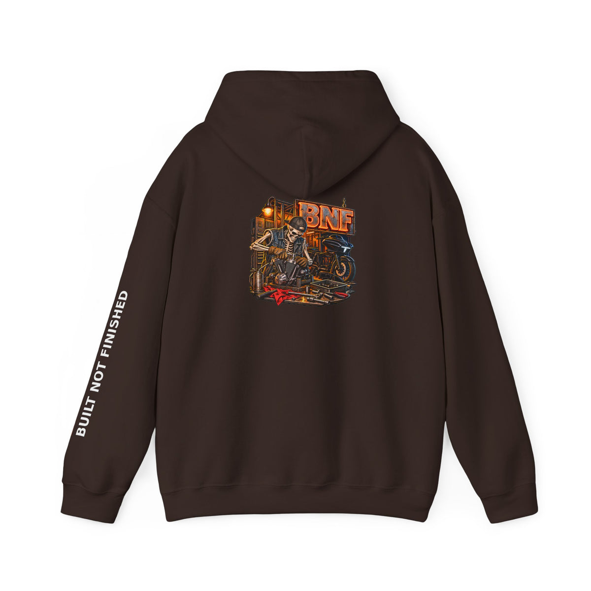 BNF Motorworks — Unfinished Build Engine Out Back Hoodie