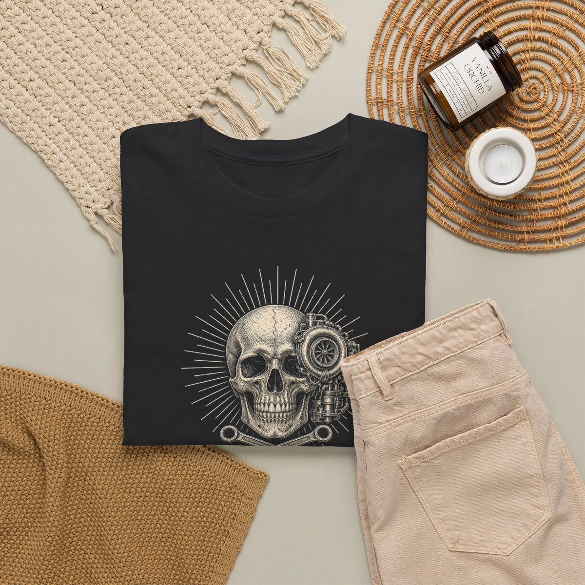 Turbo Skull Crossed Wrenches Tee