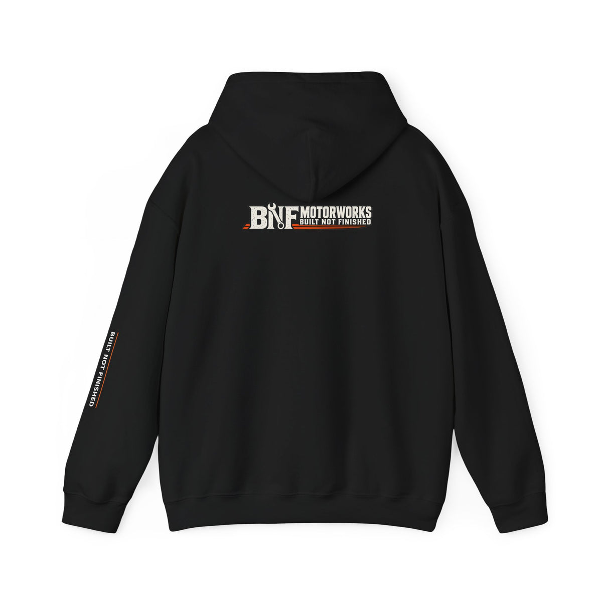 BNF Motorworks — Logo Back + Chest + Sleeve (Black Hoodie)