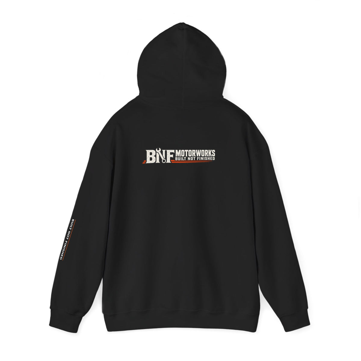 BNF Motorworks — Logo Back + Chest + Sleeve (Black Hoodie)