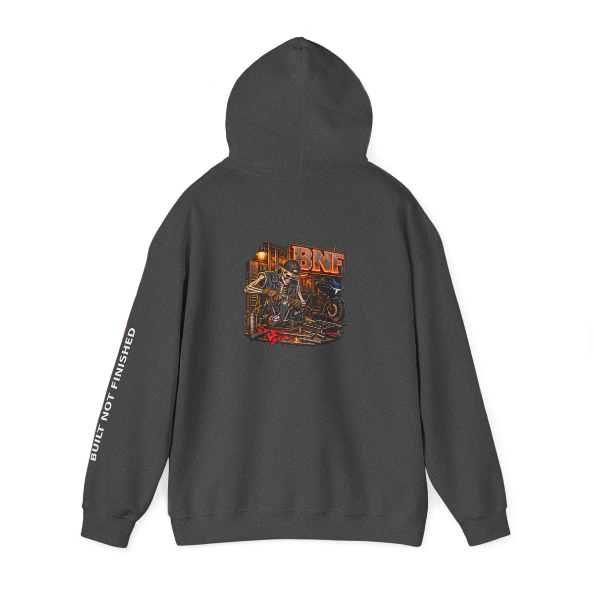 BNF Motorworks — Unfinished Build Engine Out Back Hoodie