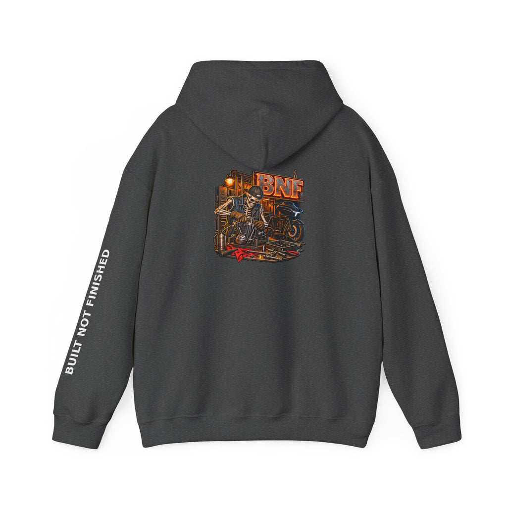 BNF Motorworks — Unfinished Build Engine Out Back Hoodie