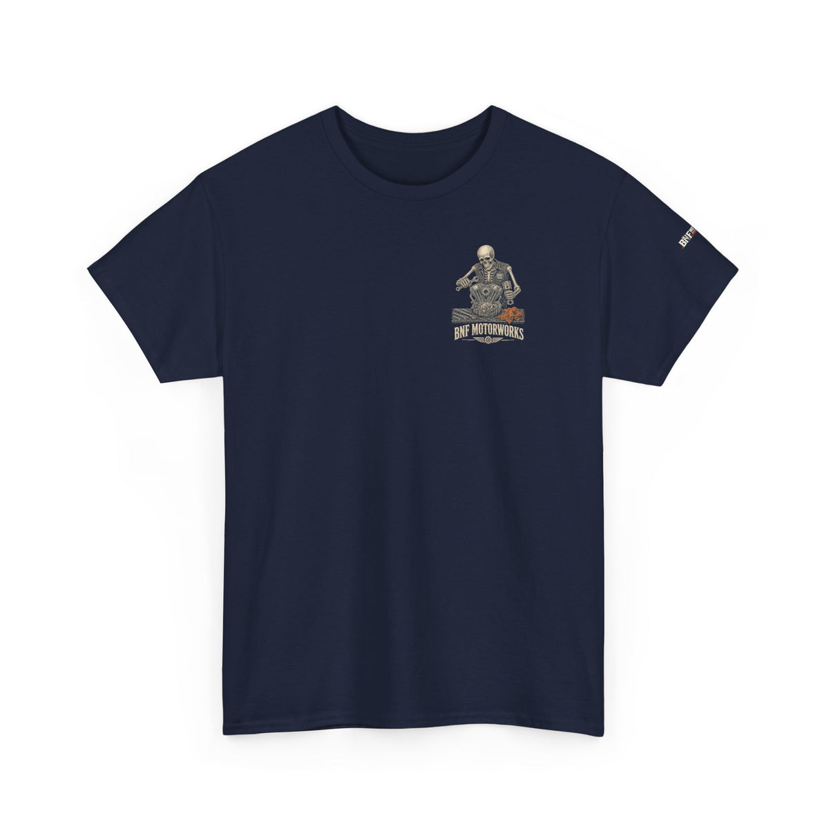BNF Motorworks — Skeleton Mechanic Tee | Black + Sleeve Logo
