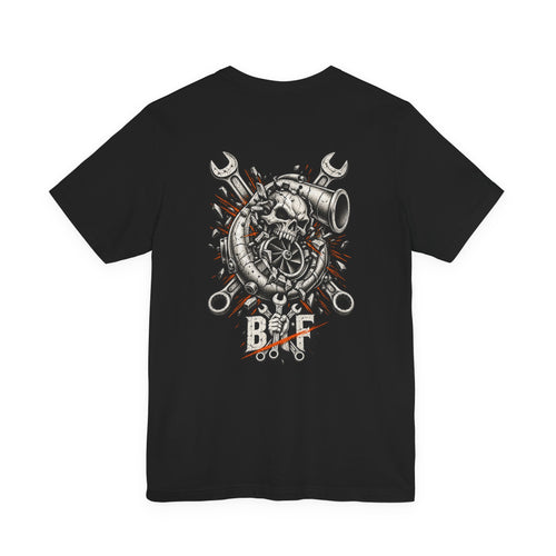 BNF Motorworks — Sharknose Rider Back (Black Tee)