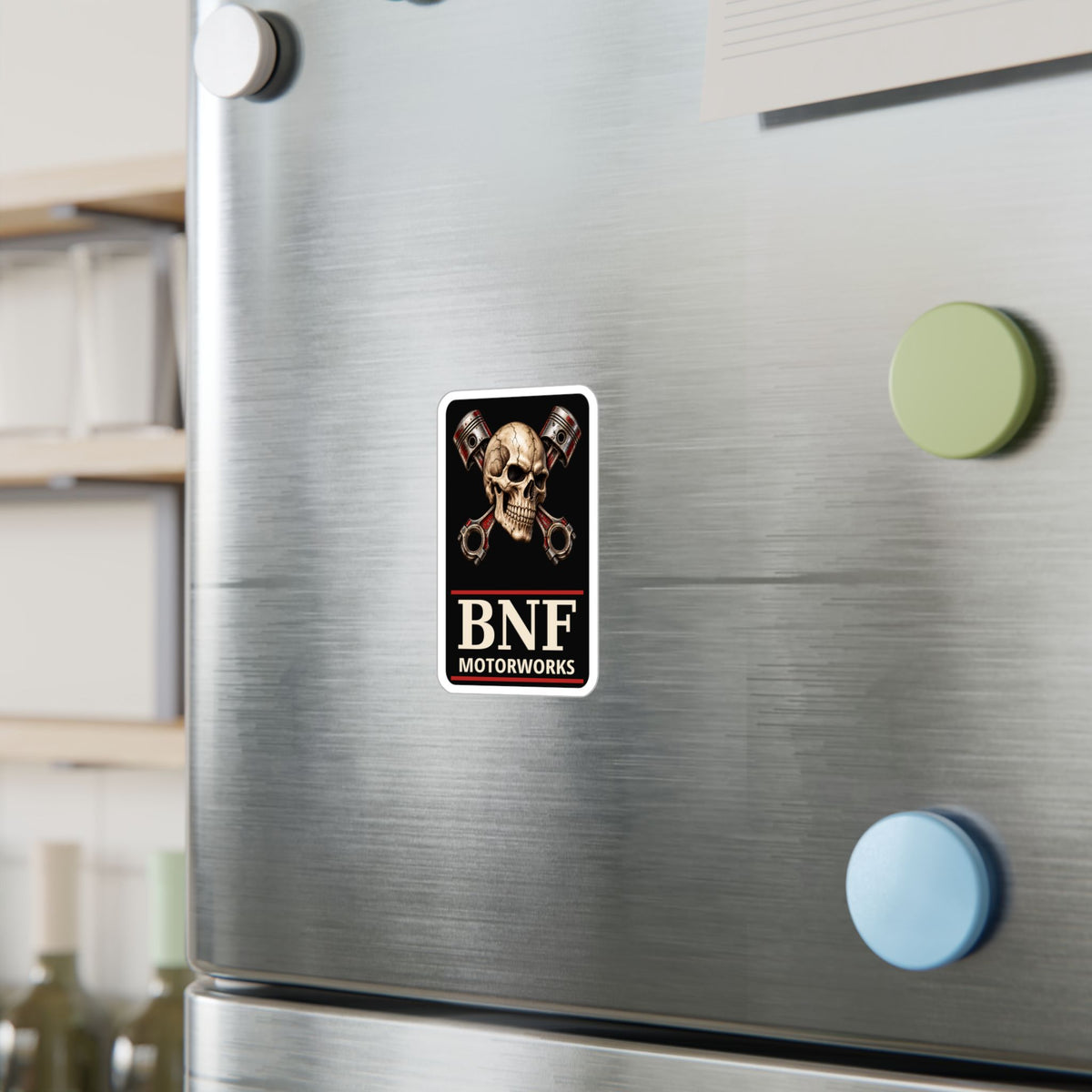 BNF Crossed Pistons Skull Outdoor Vinyl Decal