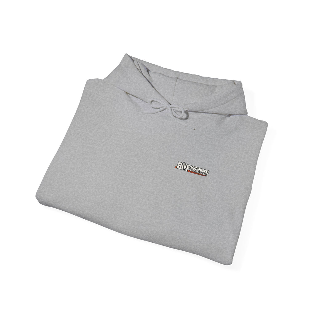 BNF Motorworks — Unfinished Build Engine Out Back Hoodie