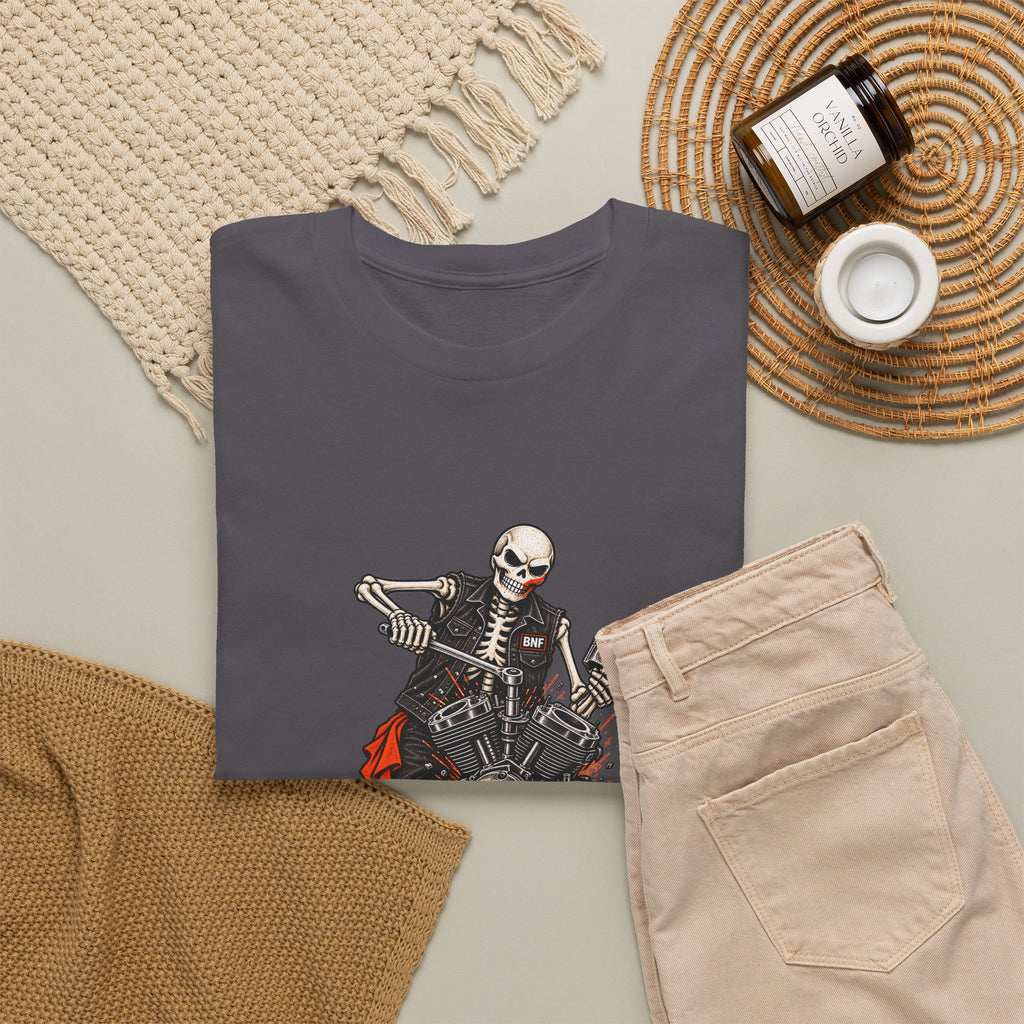 BNF Motorworks — Skeleton Mechanic Tee | Black + Sleeve Logo