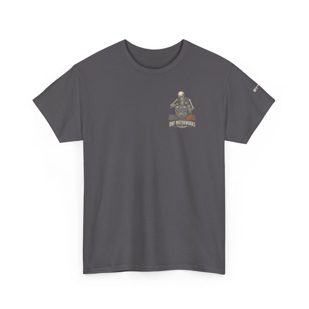 BNF Motorworks — Skeleton Mechanic Tee | Black + Sleeve Logo