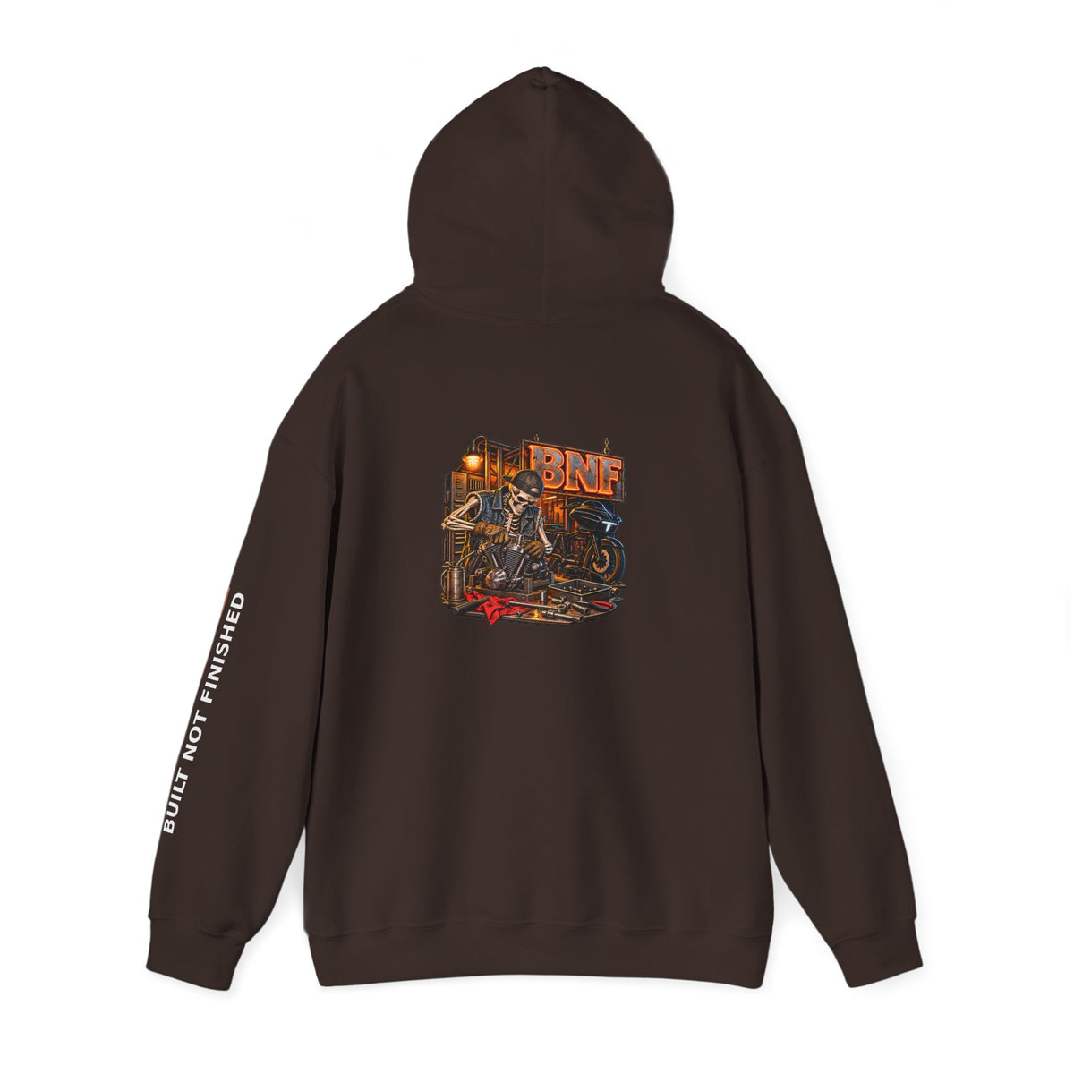 BNF Motorworks — Unfinished Build Engine Out Back Hoodie
