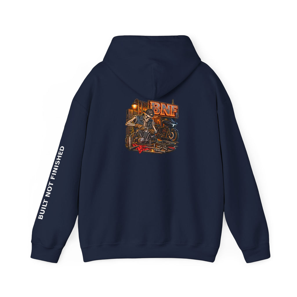 BNF Motorworks — Unfinished Build Engine Out Back Hoodie