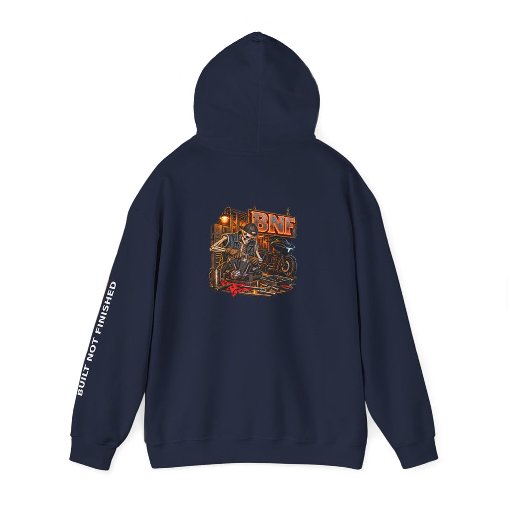BNF Motorworks — Unfinished Build Engine Out Back Hoodie