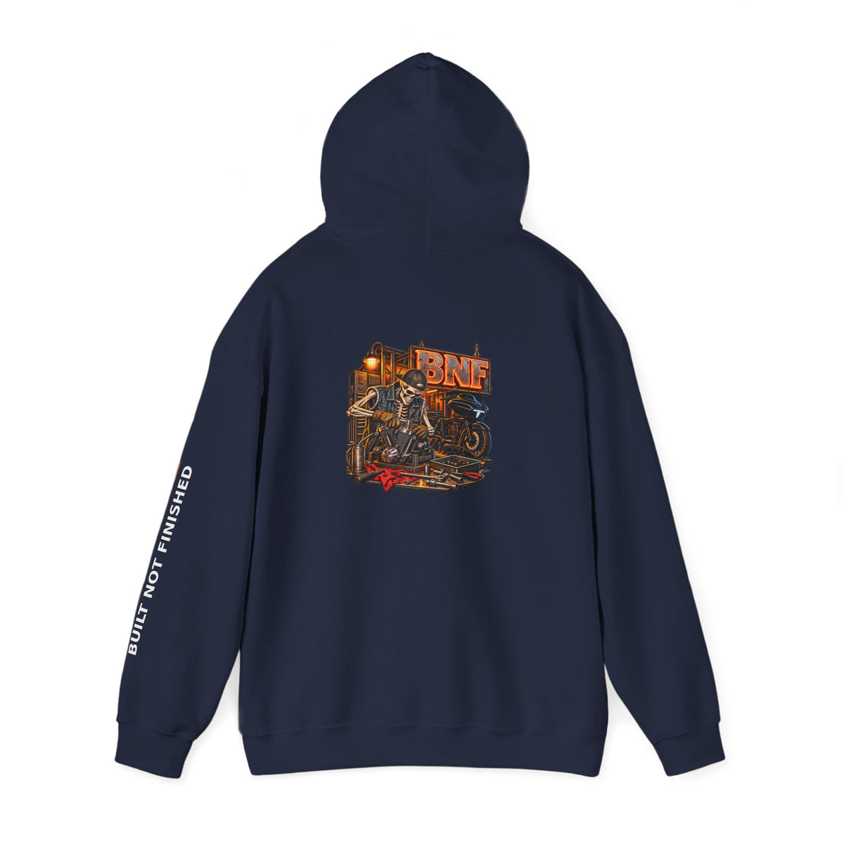 BNF Motorworks — Unfinished Build Engine Out Back Hoodie