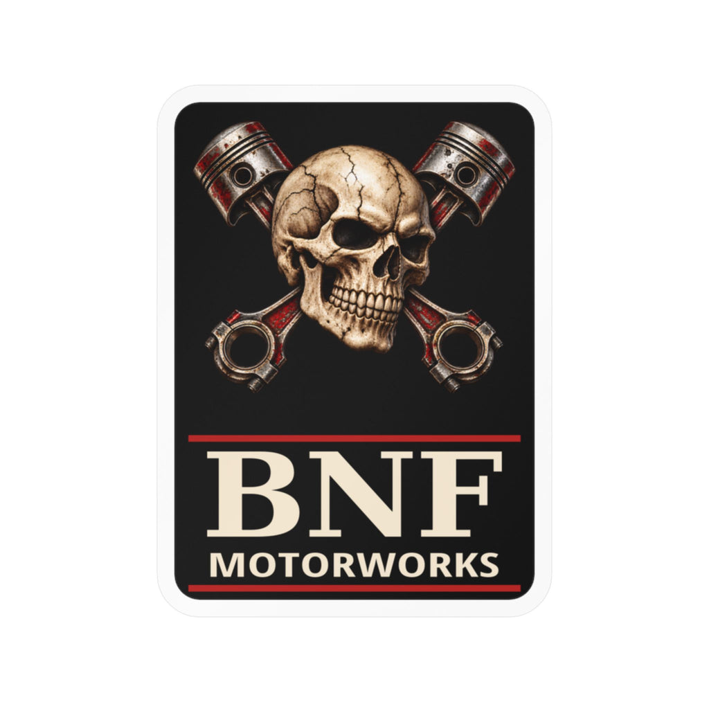 BNF Crossed Pistons Skull Outdoor Vinyl Decal