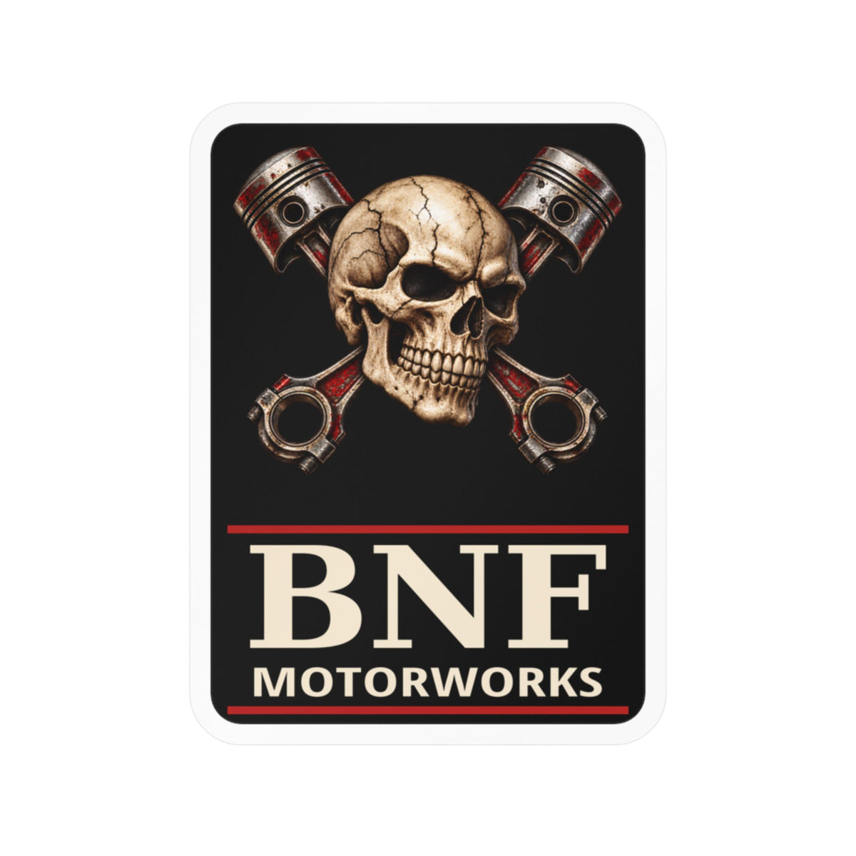 BNF Crossed Pistons Skull Outdoor Vinyl Decal