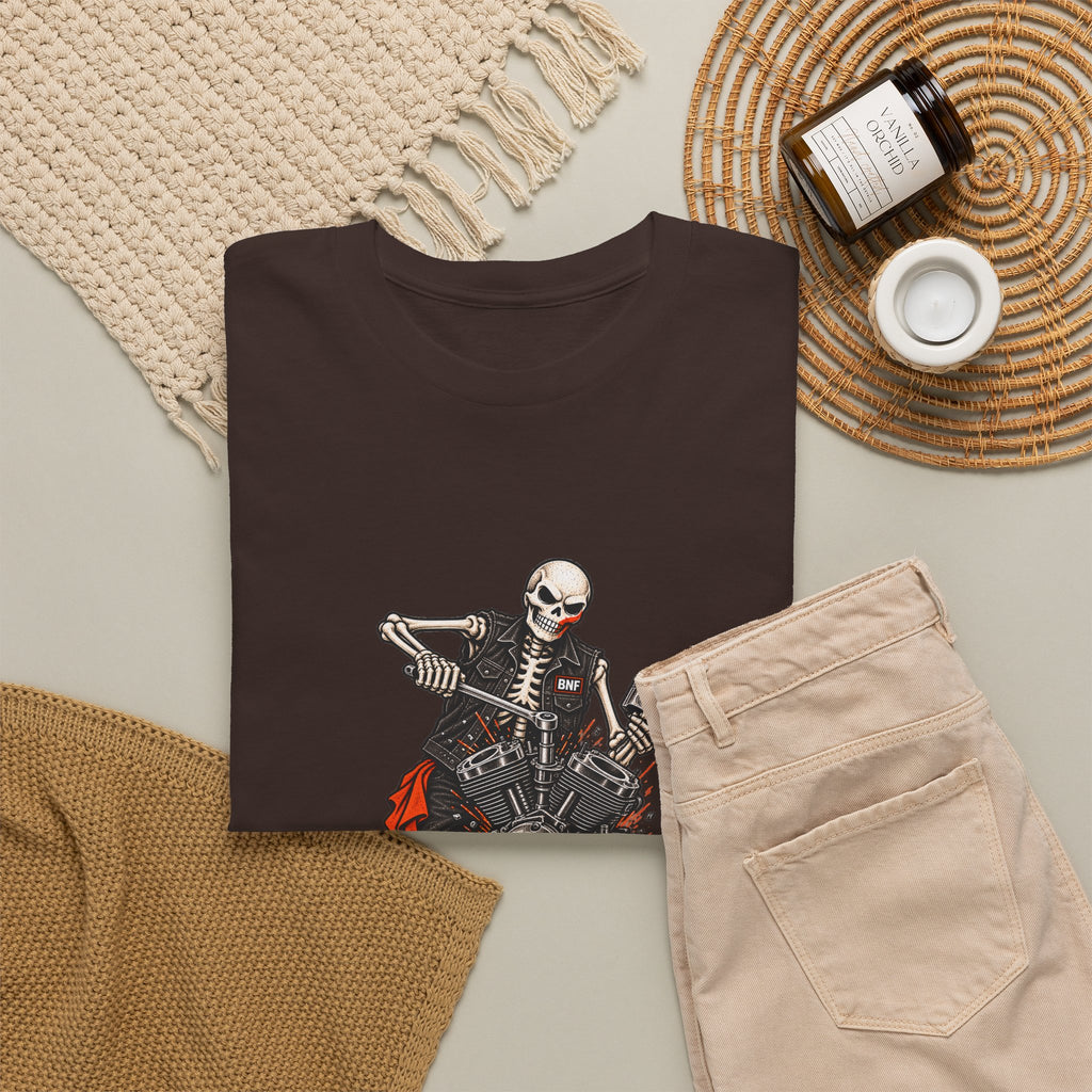 BNF Motorworks — Skeleton Mechanic Tee | Black + Sleeve Logo