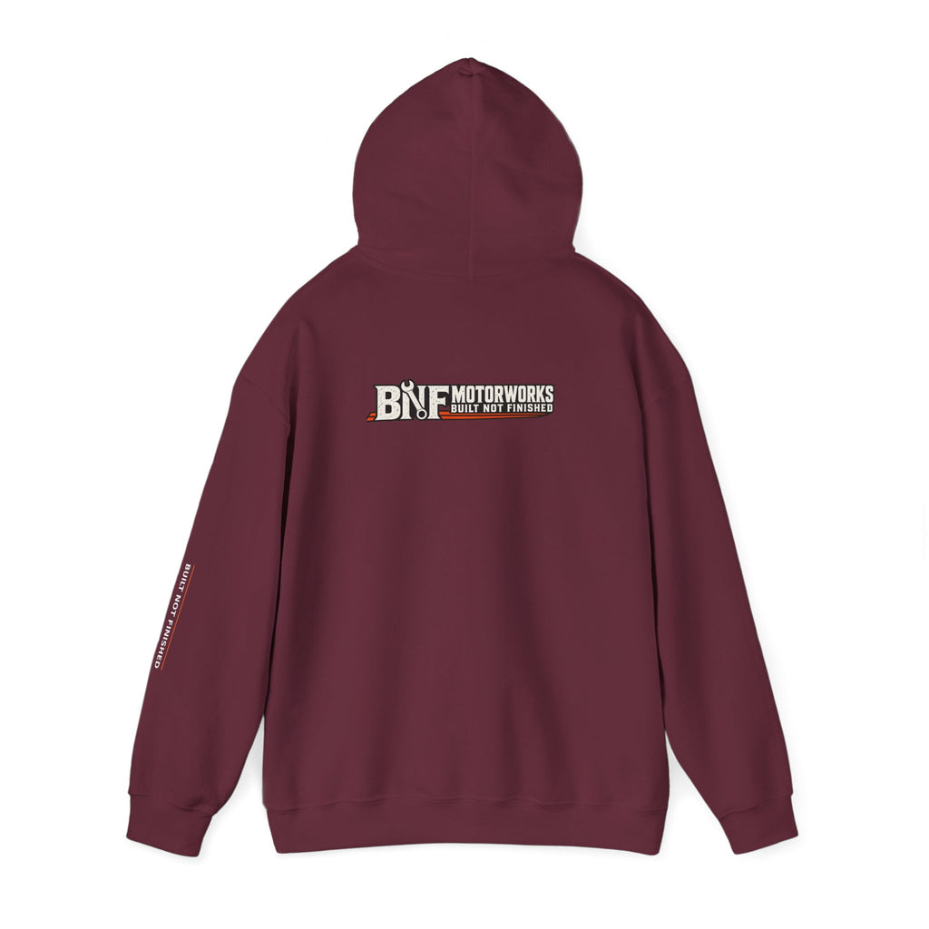 BNF Motorworks — Logo Back + Chest + Sleeve (Black Hoodie)