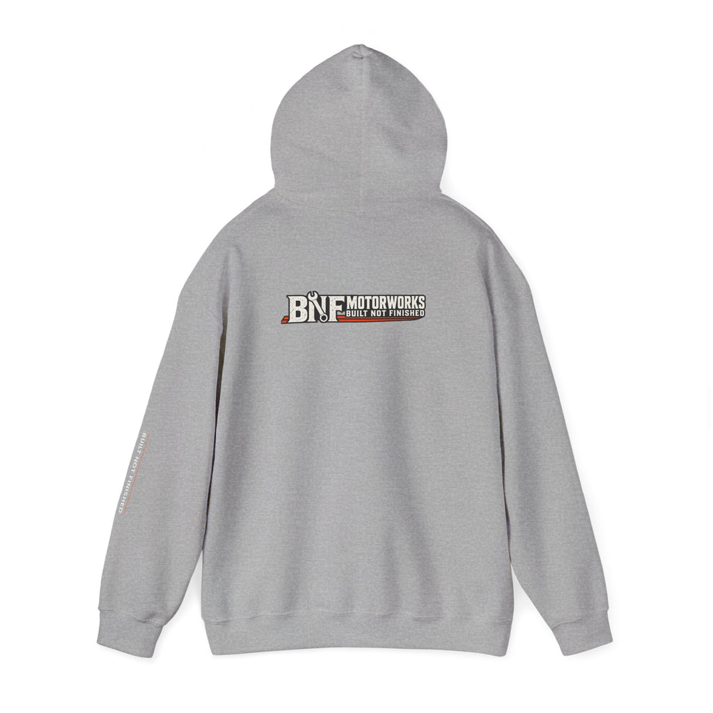 BNF Motorworks — Logo Back + Chest + Sleeve (Black Hoodie)