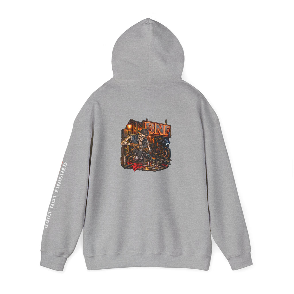 BNF Motorworks — Unfinished Build Engine Out Back Hoodie