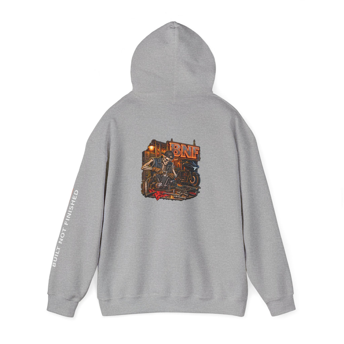 BNF Motorworks — Unfinished Build Engine Out Back Hoodie
