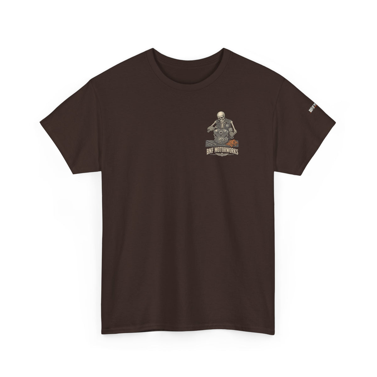 BNF Motorworks — Skeleton Mechanic Tee | Black + Sleeve Logo