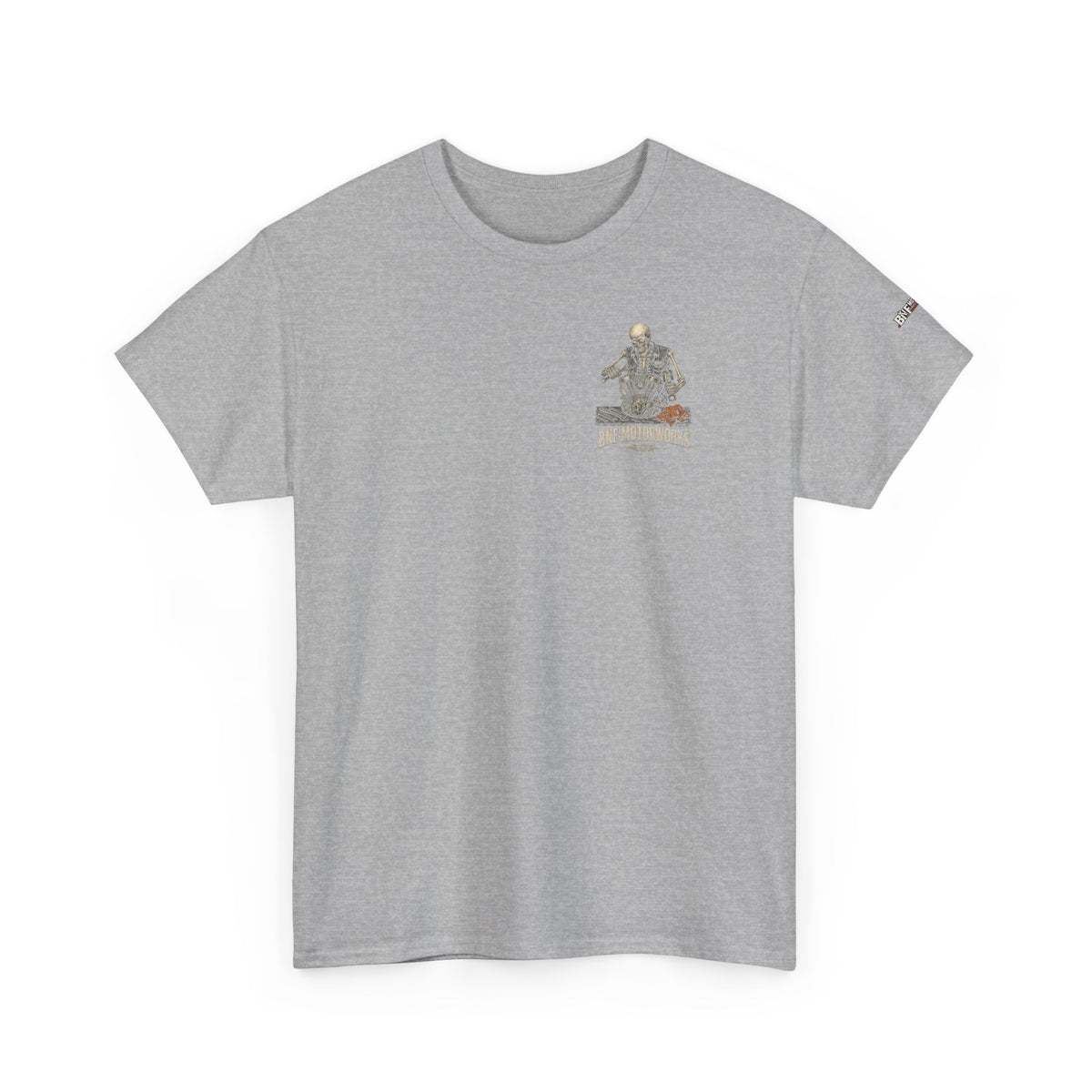 BNF Motorworks — Skeleton Mechanic Tee | Black + Sleeve Logo