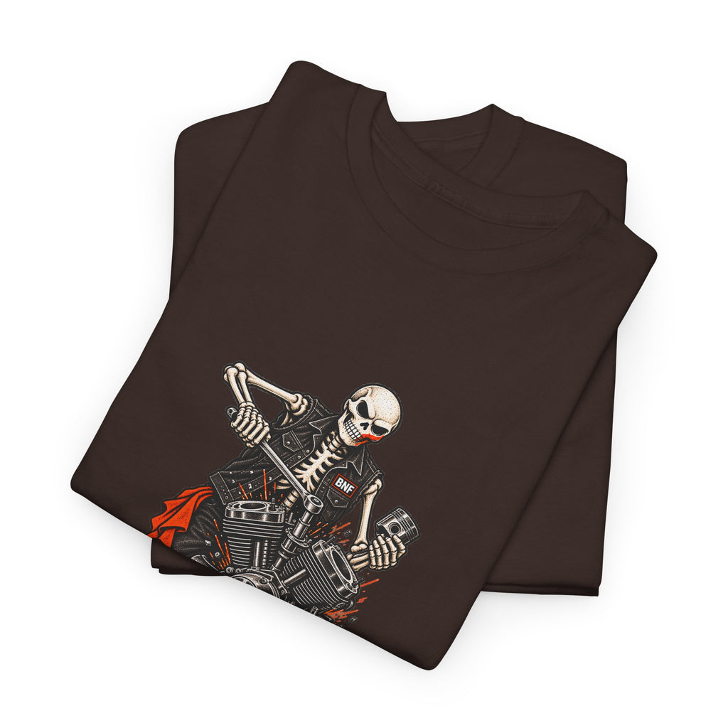 BNF Motorworks — Skeleton Mechanic Tee | Black + Sleeve Logo