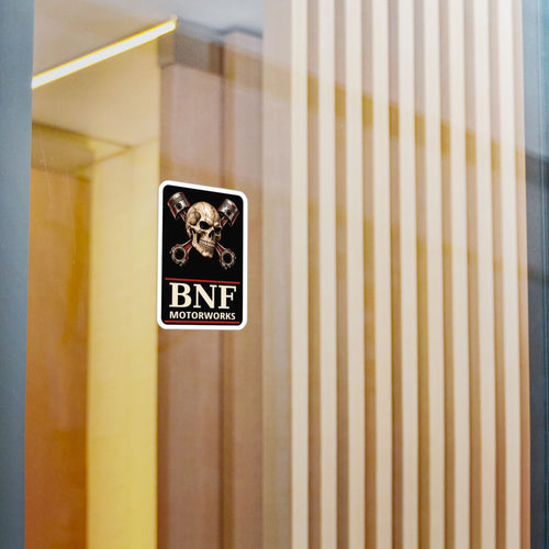BNF Crossed Pistons Skull Outdoor Vinyl Decal
