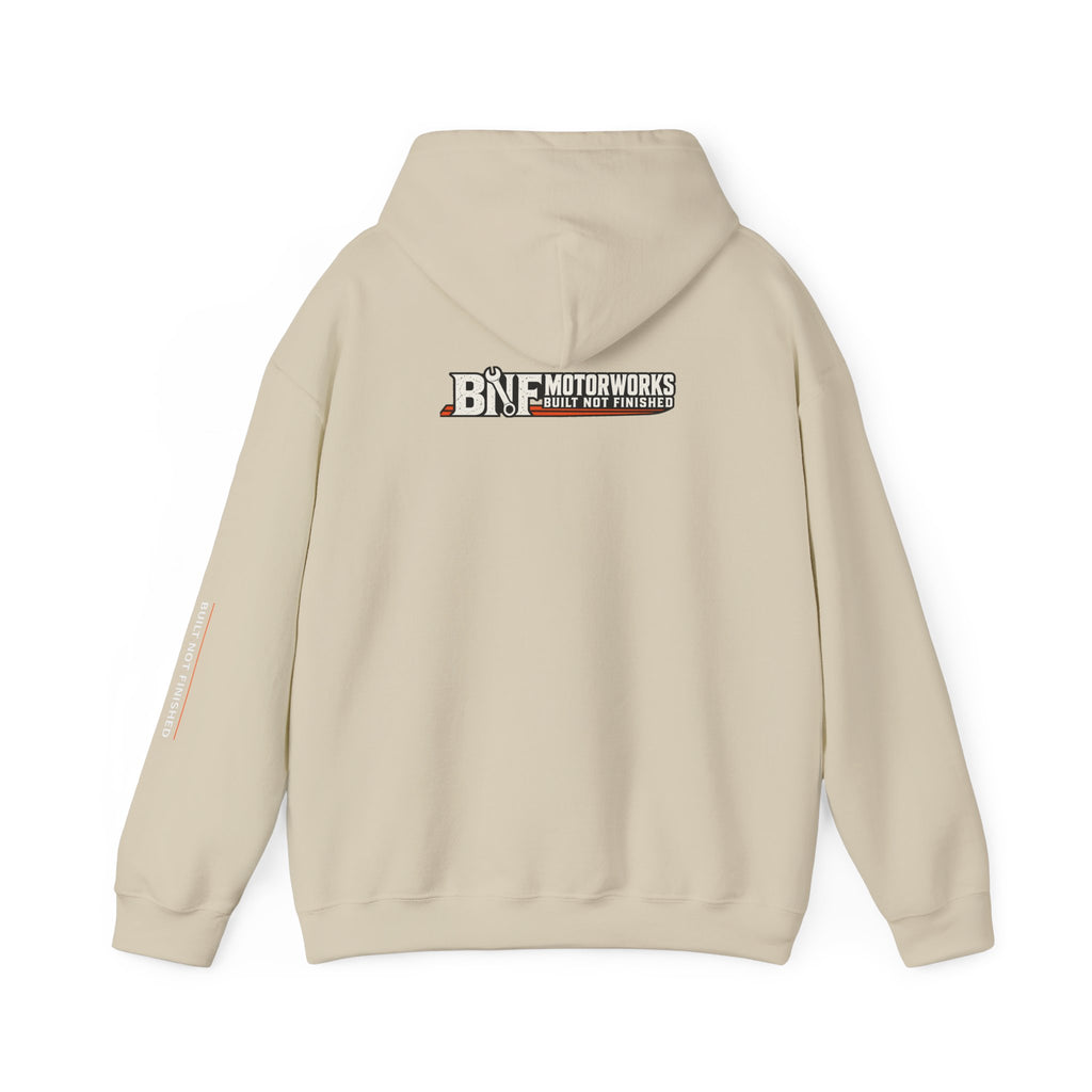 BNF Motorworks — Logo Back + Chest + Sleeve (Black Hoodie)