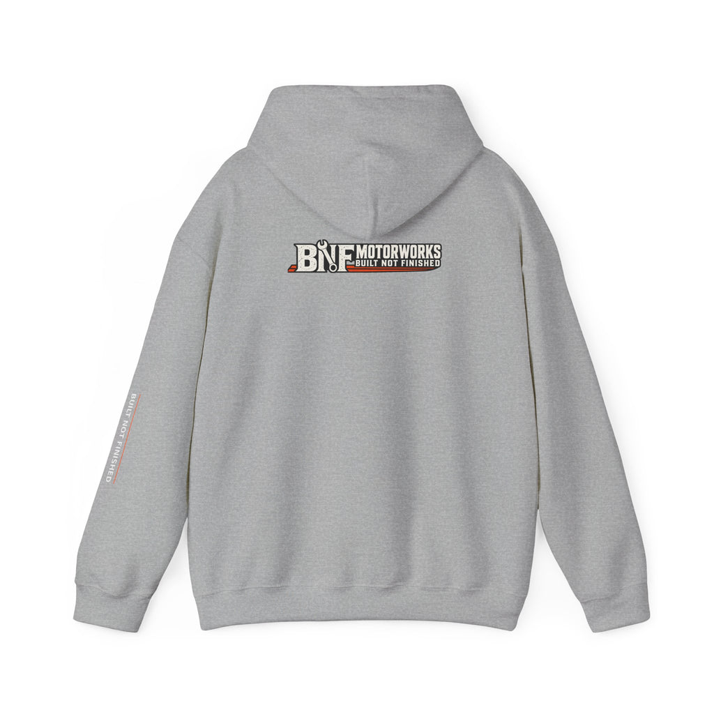 BNF Motorworks — Logo Back + Chest + Sleeve (Black Hoodie)